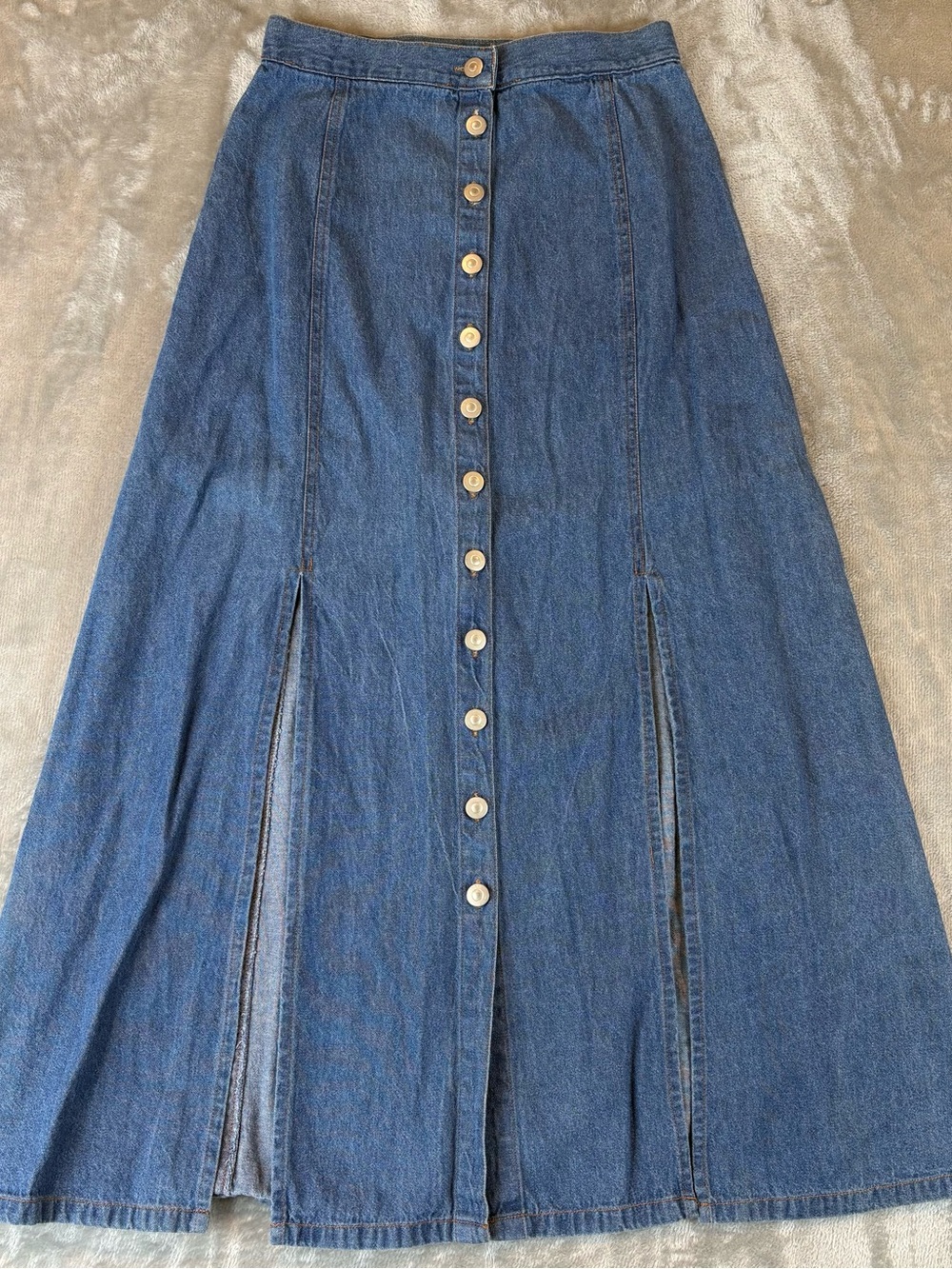 Newport News Vintage Denim Alma Button-Up Slit Maxi Skirt Wmn’s 8